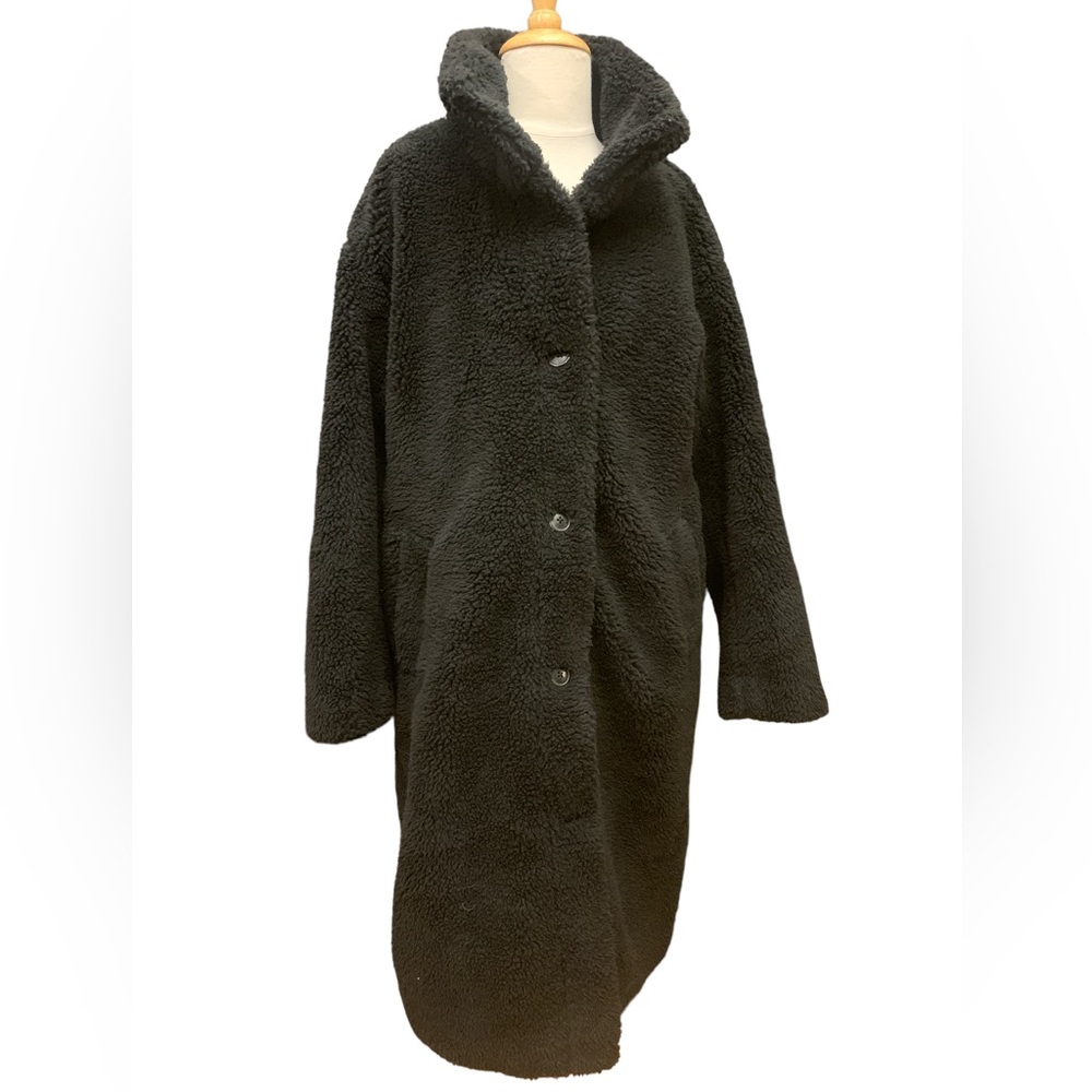 NWT, Gap, long, black, button up, teddy jacket, women’s size medium